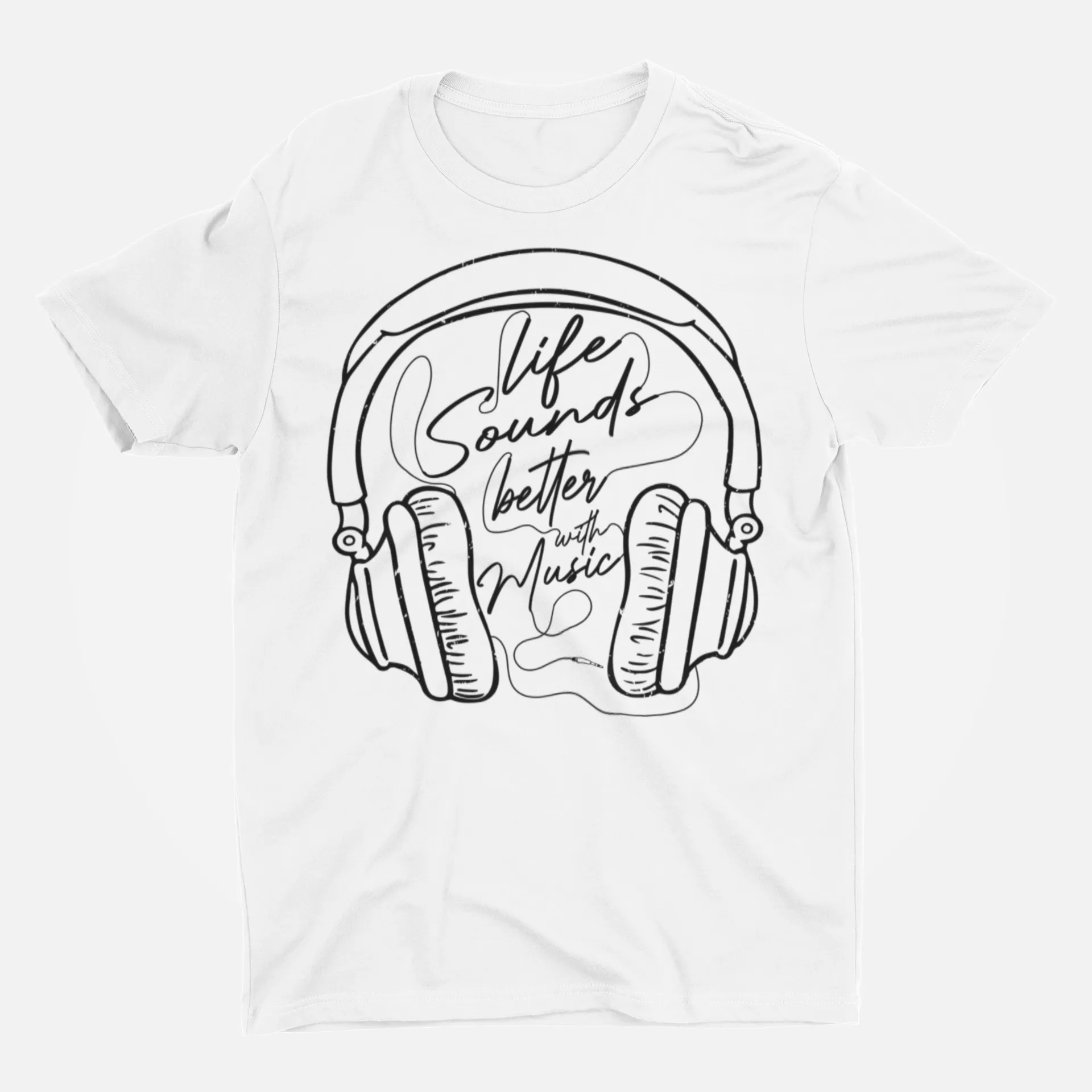 Life Sounds Better With Music White T-Shirt For Men
