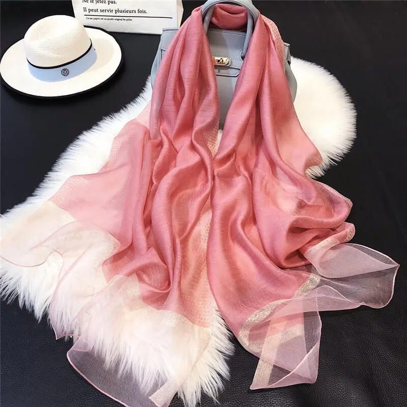 Lightweight Vogue Silkly Silk Scarf for Women Casual Scarves Women