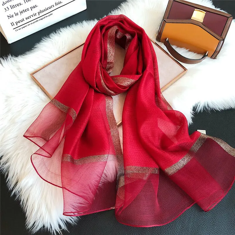 Lightweight Vogue Silkly Silk Scarf for Women Casual Scarves Women