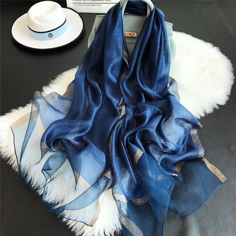 Lightweight Vogue Silkly Silk Scarf for Women Casual Scarves Women