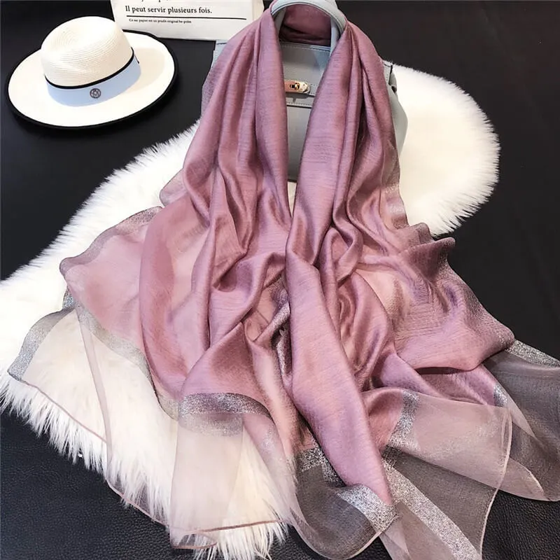 Lightweight Vogue Silkly Silk Scarf for Women Casual Scarves Women
