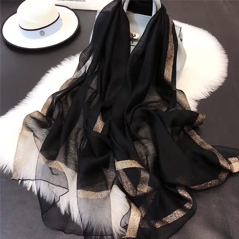 Lightweight Vogue Silkly Silk Scarf for Women Casual Scarves Women