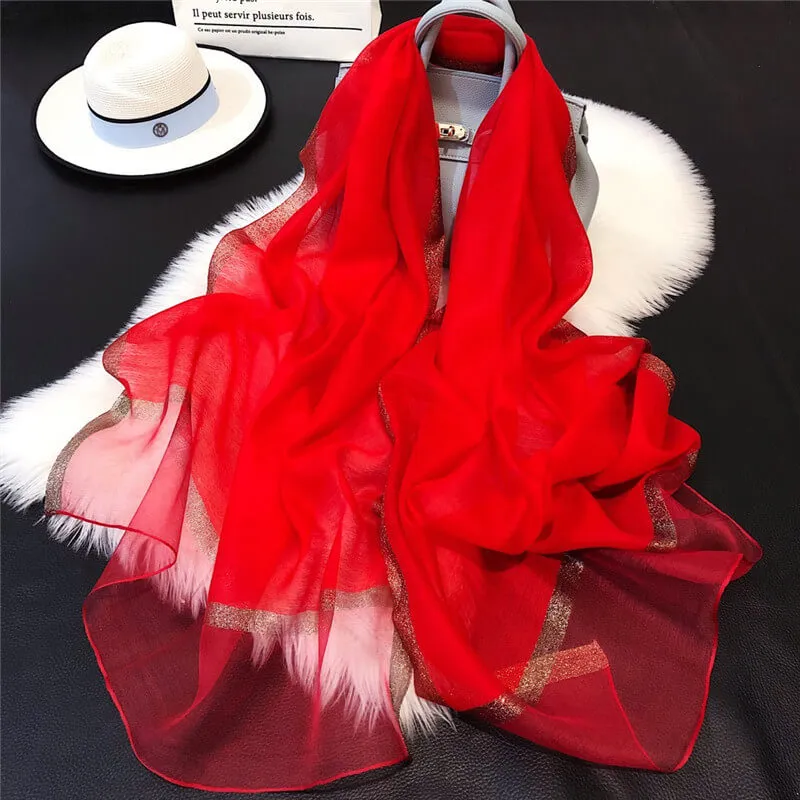 Lightweight Vogue Silkly Silk Scarf for Women Casual Scarves Women