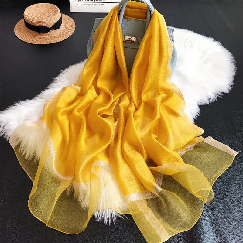 Lightweight Vogue Silkly Silk Scarf for Women Casual Scarves Women