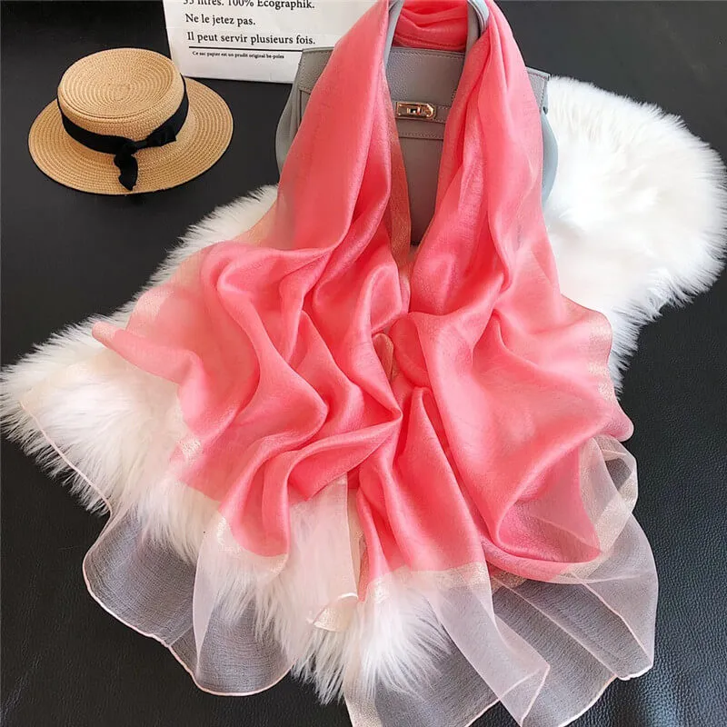 Lightweight Vogue Silkly Silk Scarf for Women Casual Scarves Women