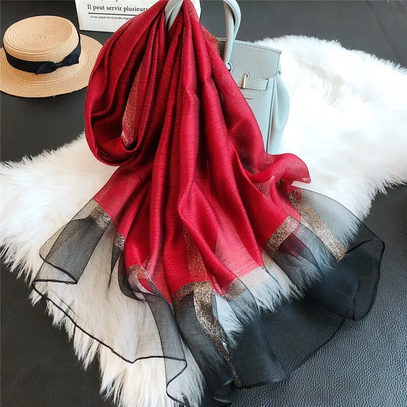 Lightweight Vogue Silkly Silk Scarf for Women Casual Scarves Women