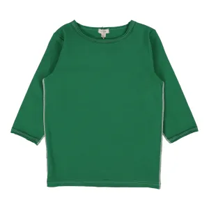 Lil Legs Basic Girls T-Shirt Three Quarter Sleeve - Green (Vintage Contrast Collection)