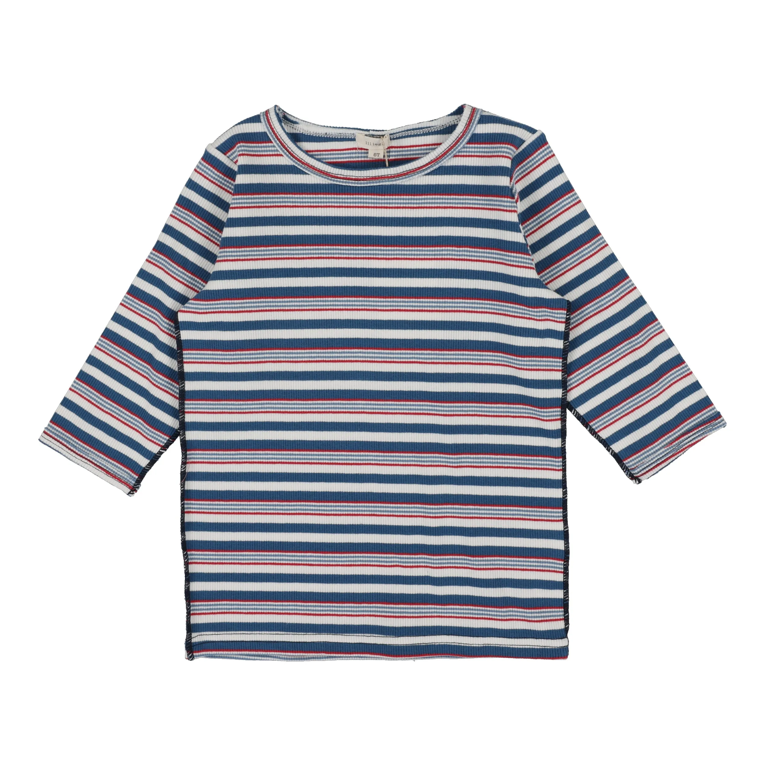 Lil Legs Basic Girls T-Shirt Three Quarter Sleeve - Multistripe (Vintage Contrast Collection)