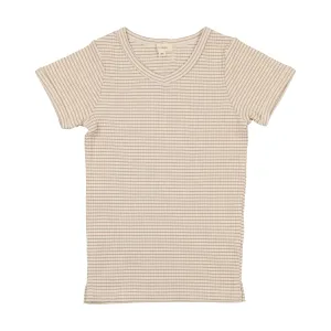 Lil Legs Ribbed V-Tee - Tan Stripe