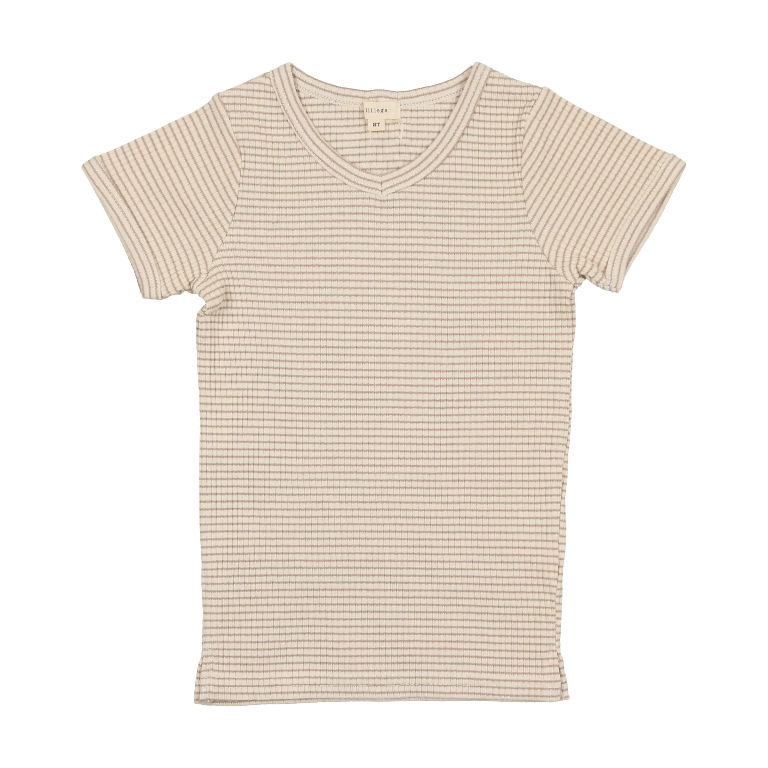 Lil Legs Ribbed V-Tee - Tan Stripe