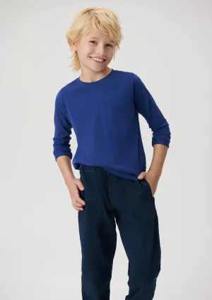 Lond Sleeve Blue Basic T-Shirt