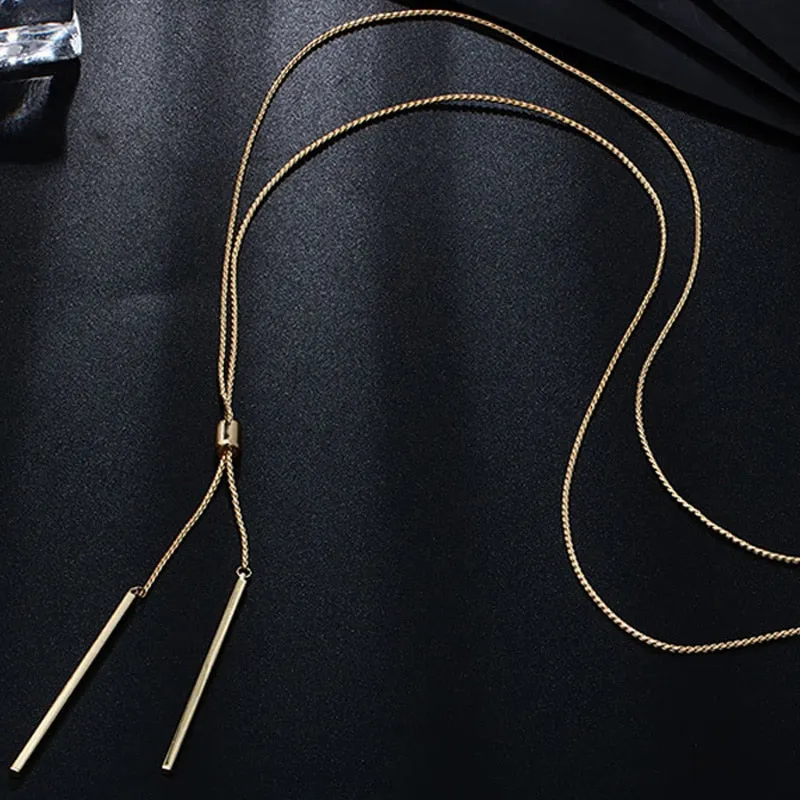 Long Link Chain Necklace Tassel Pendant Sweater Women's Jewelry
