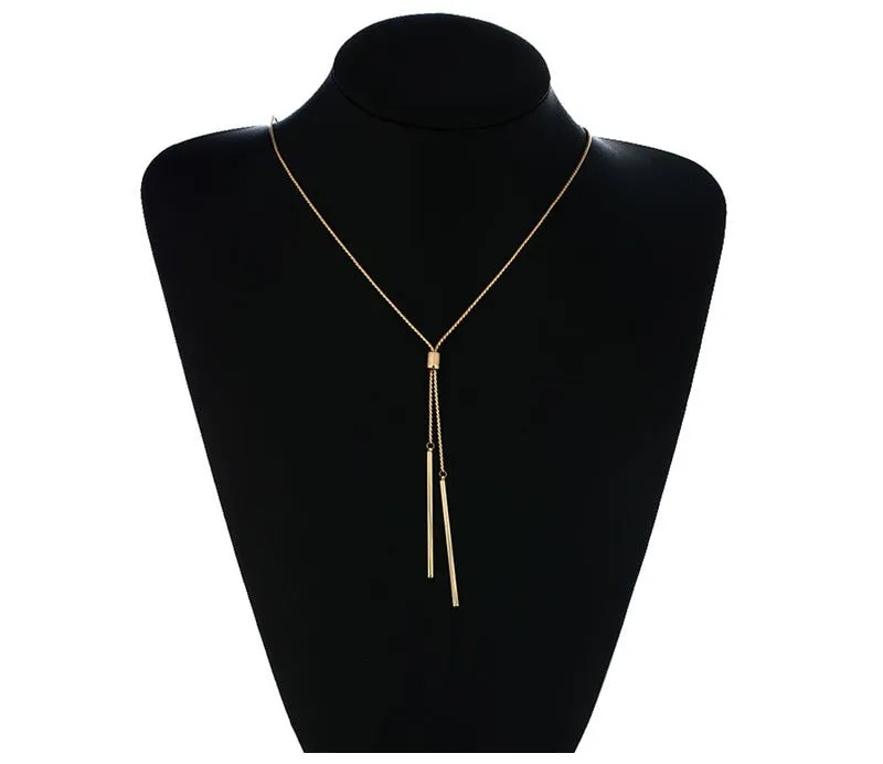Long Link Chain Necklace Tassel Pendant Sweater Women's Jewelry