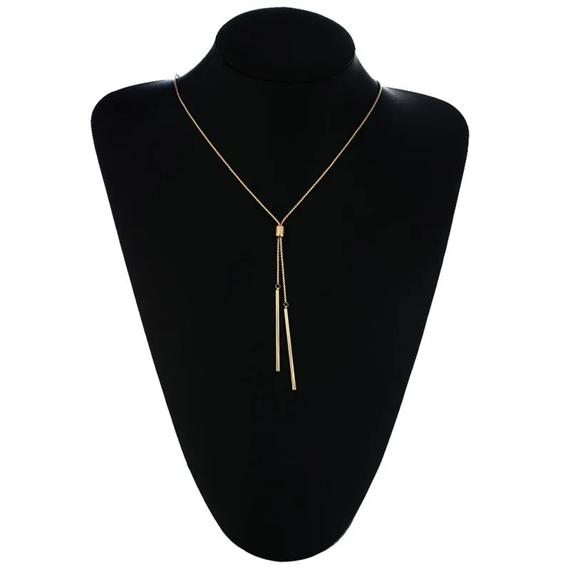 Long Link Chain Necklace Tassel Pendant Sweater Women's Jewelry