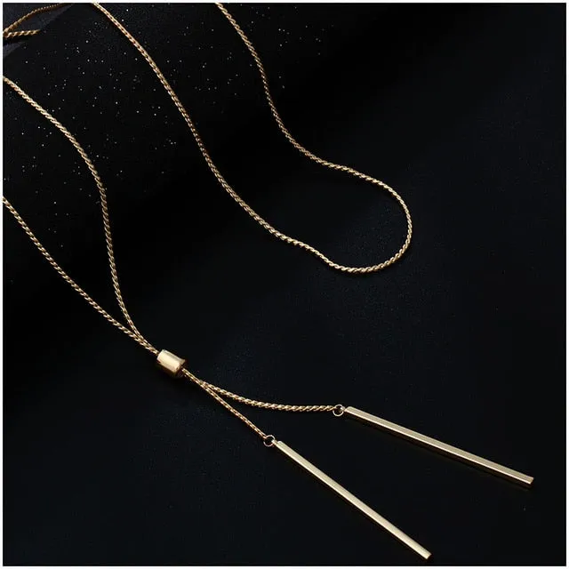 Long Link Chain Necklace Tassel Pendant Sweater Women's Jewelry