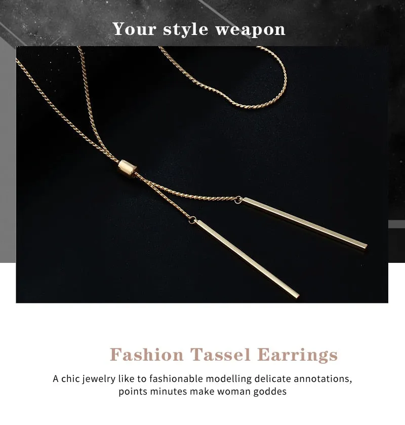 Long Link Chain Necklace Tassel Pendant Sweater Women's Jewelry