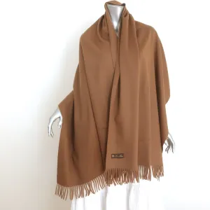 Loro Piana Fringed Cashmere Stole/Scarf Shawl Brown