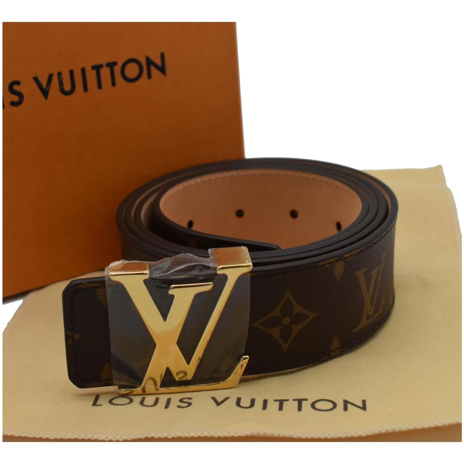 LOUIS VUITTON LV Initiales Monogram Canvas Buckle Belt Brown