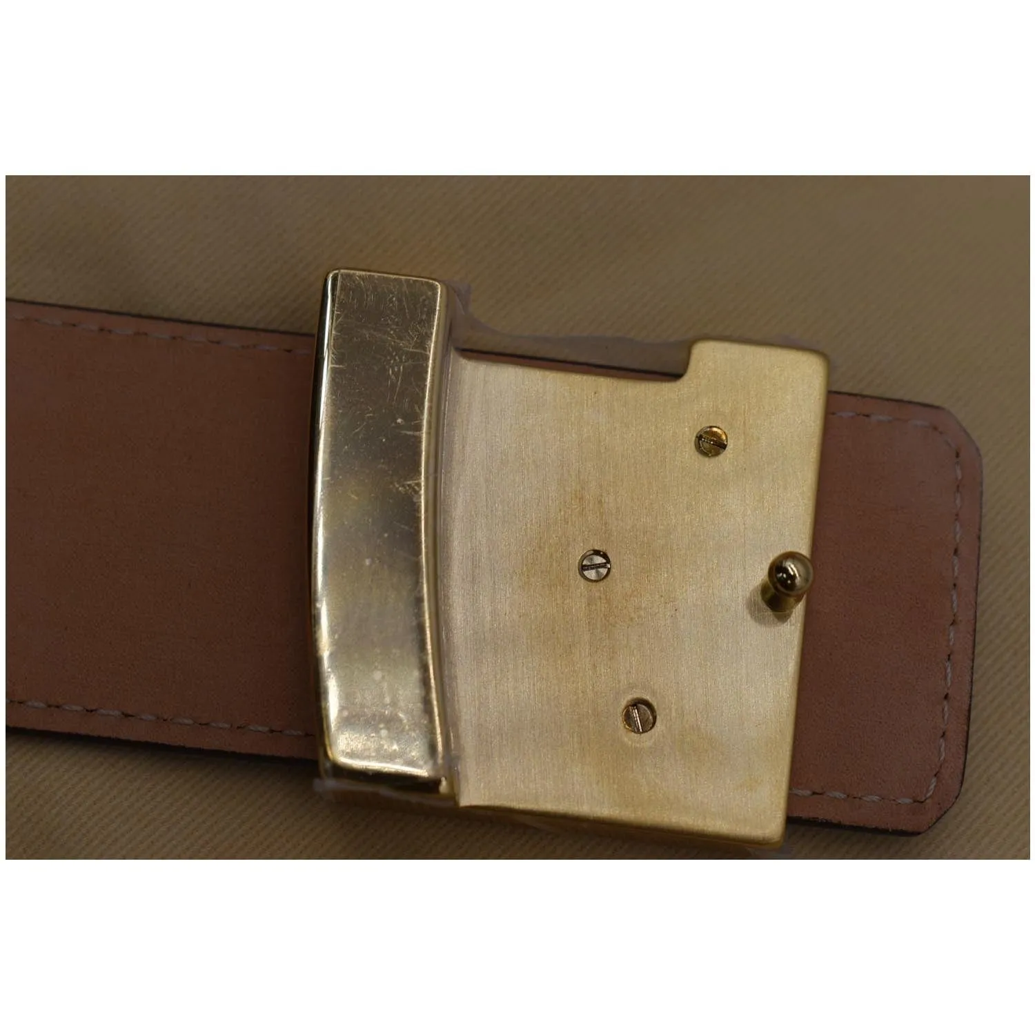 LOUIS VUITTON LV Initiales Monogram Canvas Buckle Belt Brown