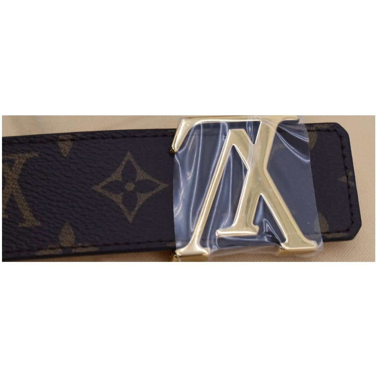 LOUIS VUITTON LV Initiales Monogram Canvas Buckle Belt Brown
