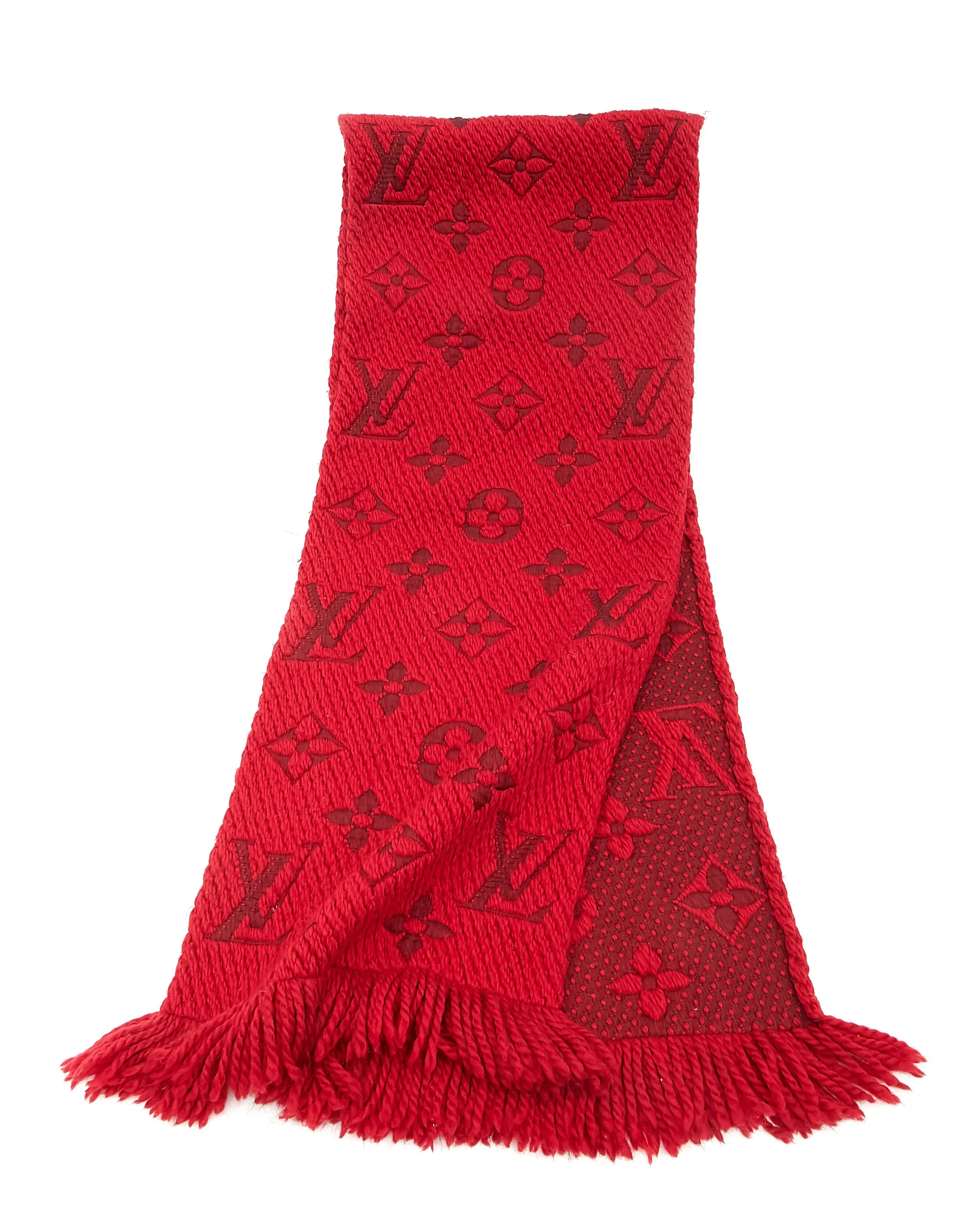 Louis Vuitton Red Logomania Wool Scarf