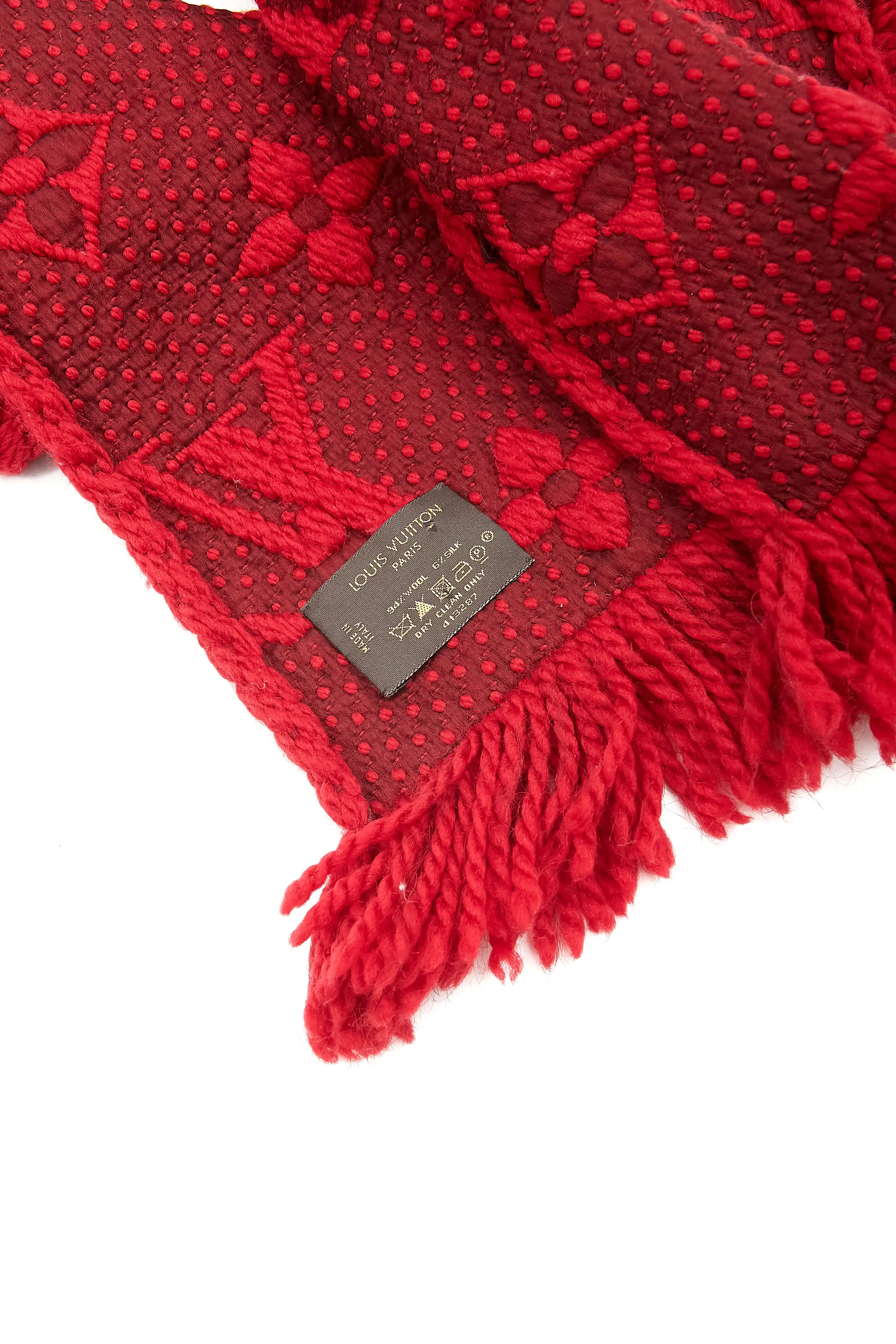 Louis Vuitton Red Logomania Wool Scarf