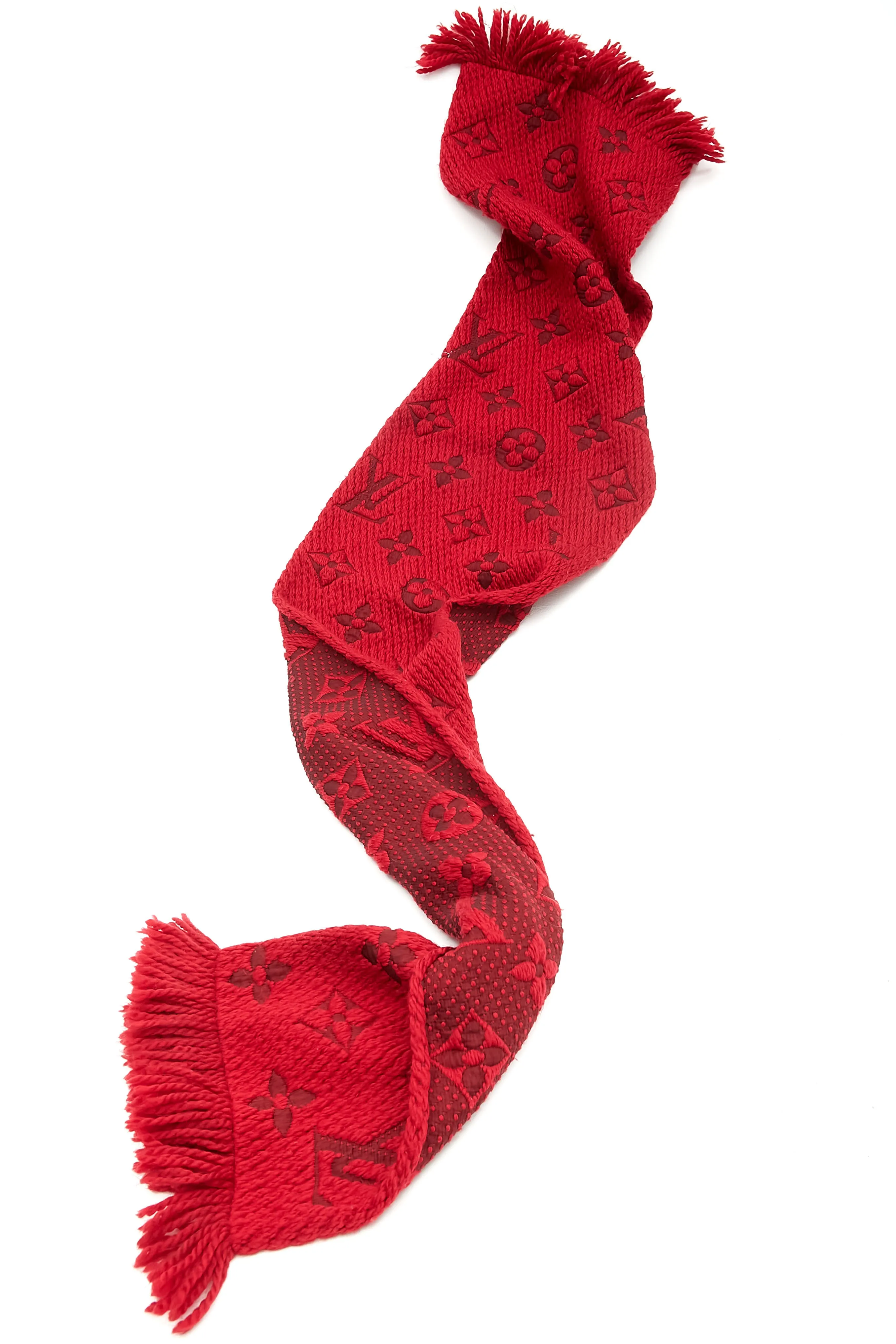 Louis Vuitton Red Logomania Wool Scarf