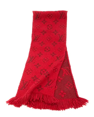 Louis Vuitton Red Logomania Wool Scarf