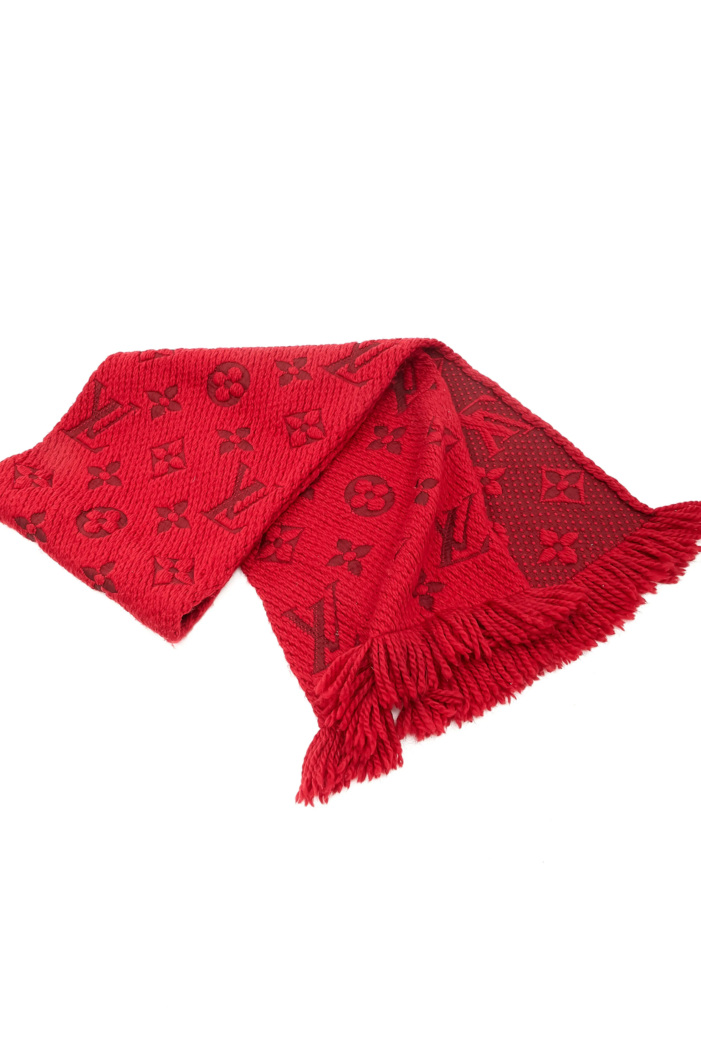 Louis Vuitton Red Logomania Wool Scarf