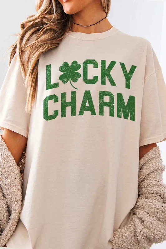 LUCKY CHARM ST PATRICKS OVERSIZED GRAPHIC TEE