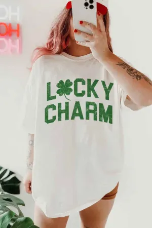 LUCKY CHARM ST PATRICKS OVERSIZED GRAPHIC TEE