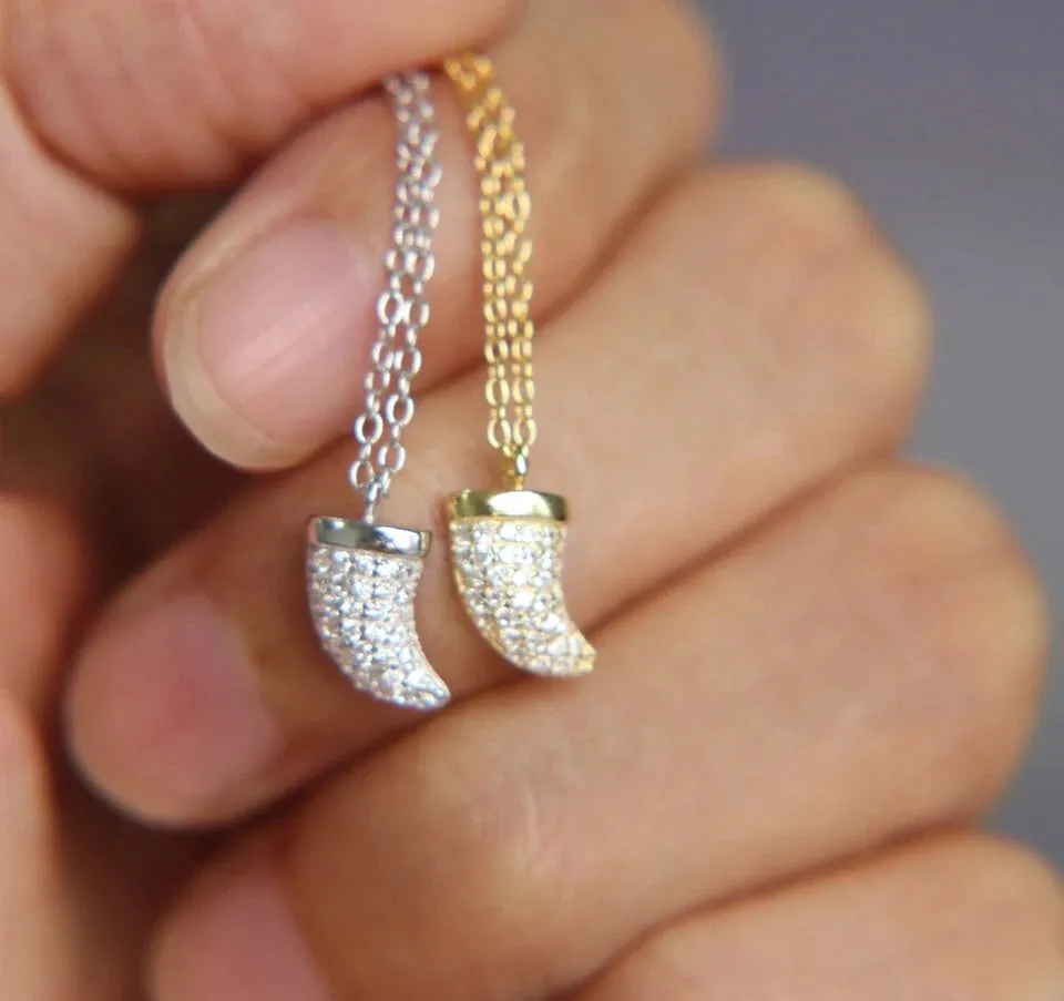 Lucky CZ Horn Necklace