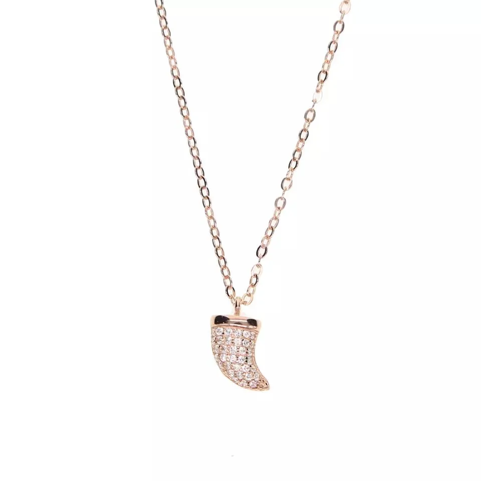 Lucky CZ Horn Necklace