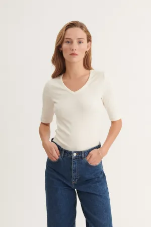 Ludmilla V-Neck - Whisper White
