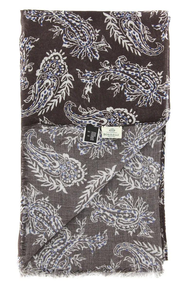 Luigi Borrelli Brown Wool Blend Scarf