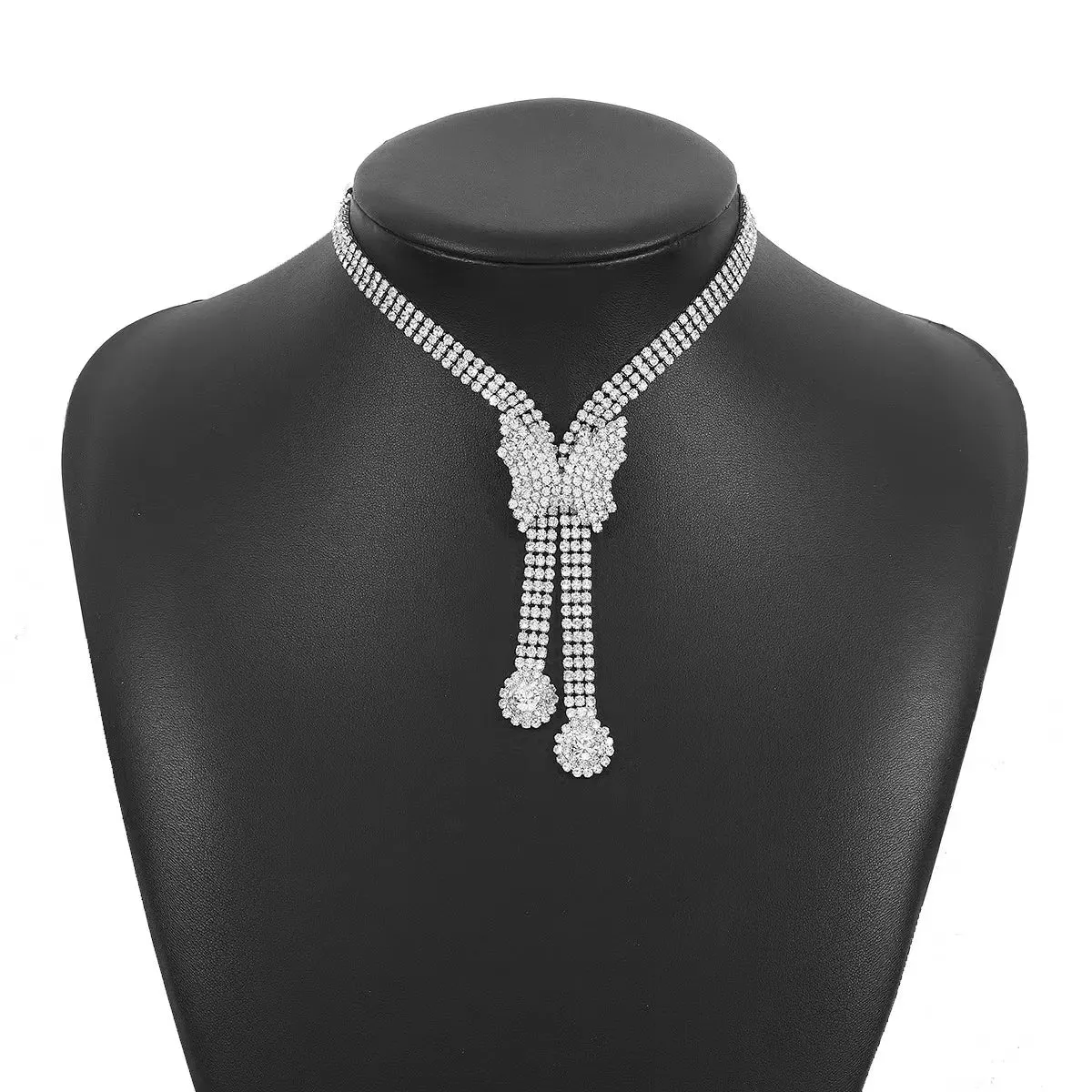 Luxury Rhinestone Butterfly V-Shaped Choker Necklace
