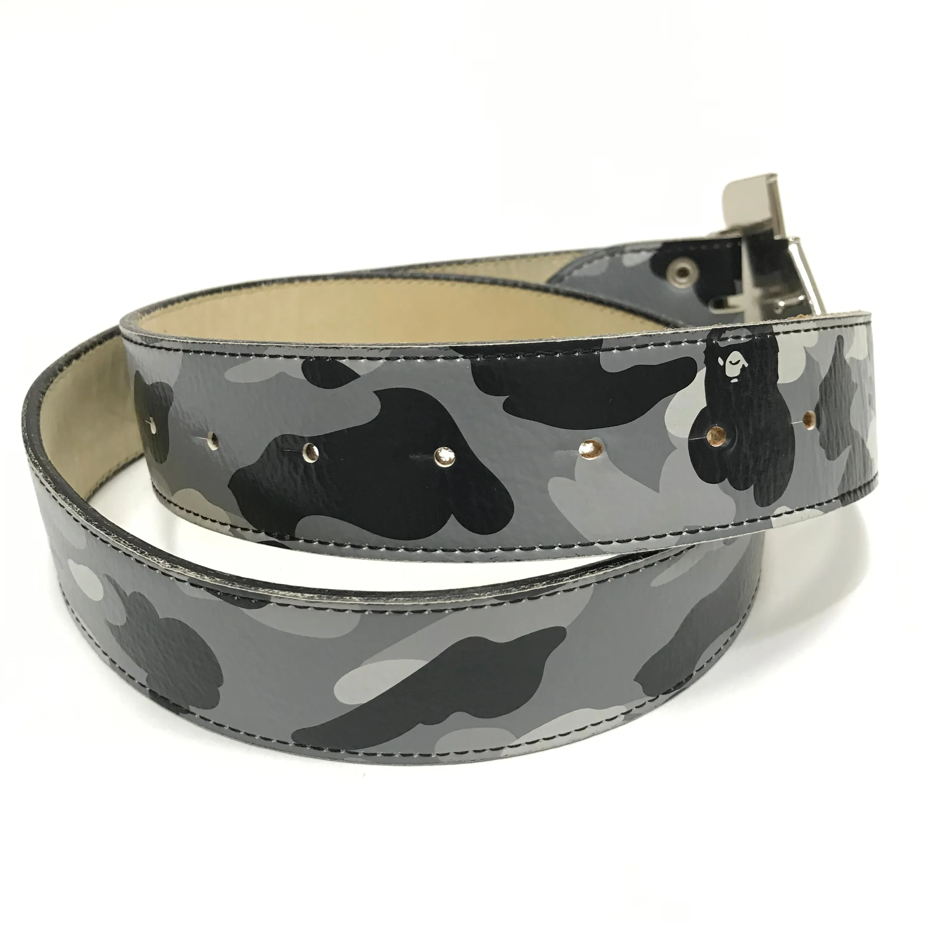 [M] A Bathing Ape Bape Nested Logo Leather Belt