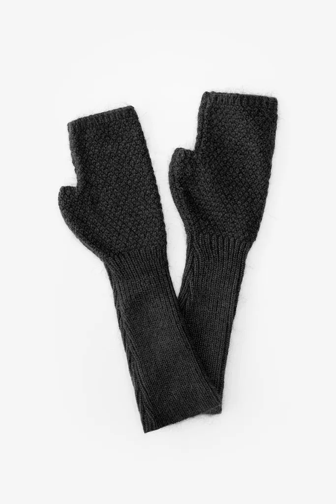 Mabel Long Fingerless Gloves - Black