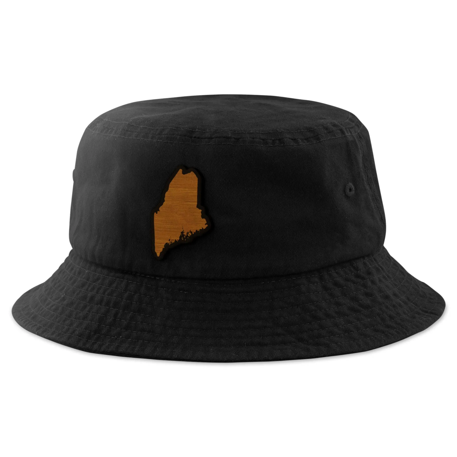 Maine State Wood Grain Patch Bucket Hat
