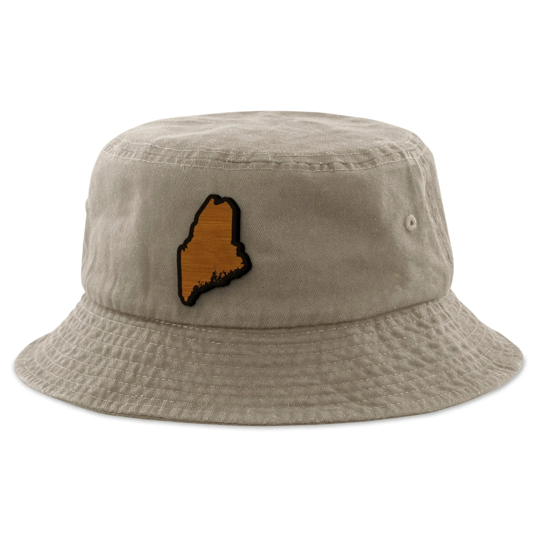 Maine State Wood Grain Patch Bucket Hat