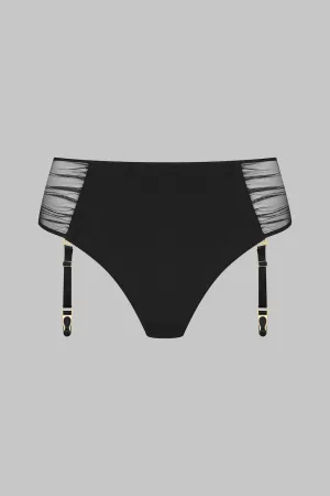 Maison Close Nuit Fauve Openable High Waist Tanga With Suspenders