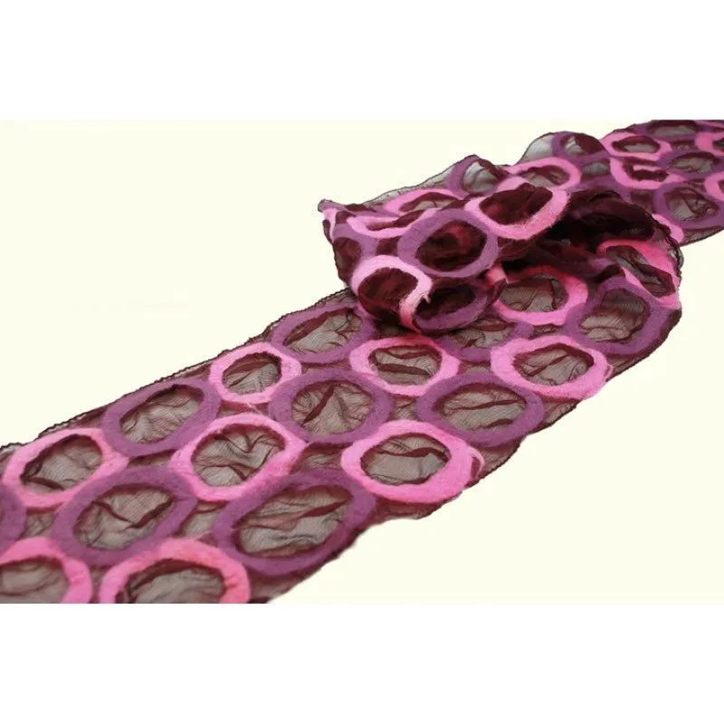 Maroon Circle Felted Chiffon Scarves