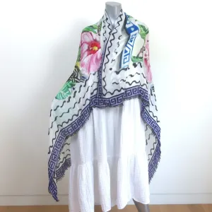 Mary Katrantzou Shawl Scarf Rodizio Bird Print Modal-Cashmere Gauze