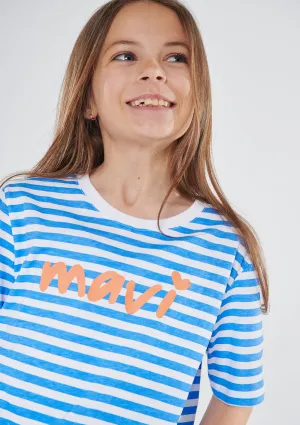 Mavi Logo Printed Striped T-Shirt