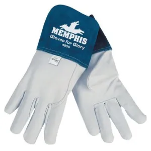 MCR Safety Gloves for Glory MIG/TIG Gloves, Grain Goat Skin/Split Cow Leather, 2XL, WH/Blue, 4850XXL