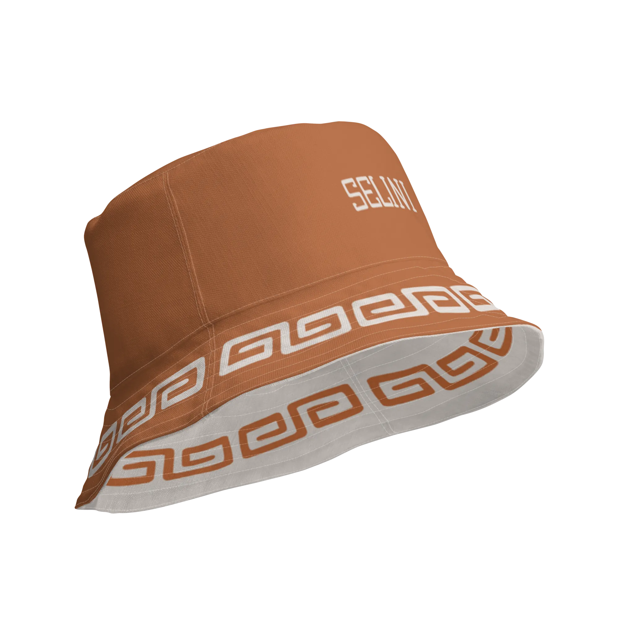 Meandros Reversible Bucket Hat in Terracotta