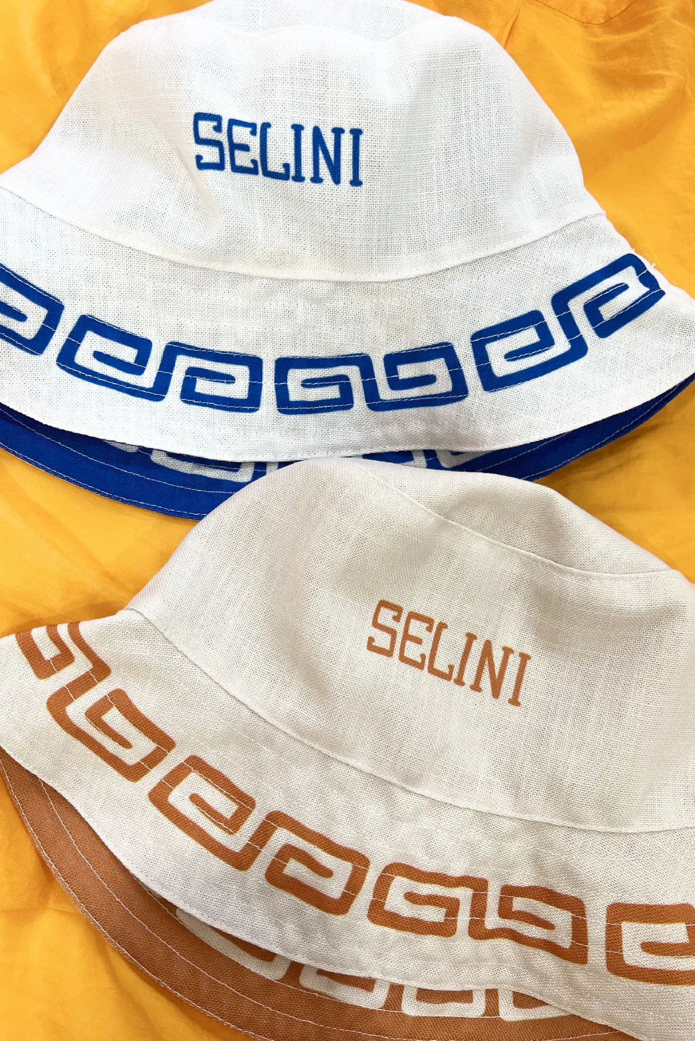 Meandros Reversible Bucket Hat in Terracotta