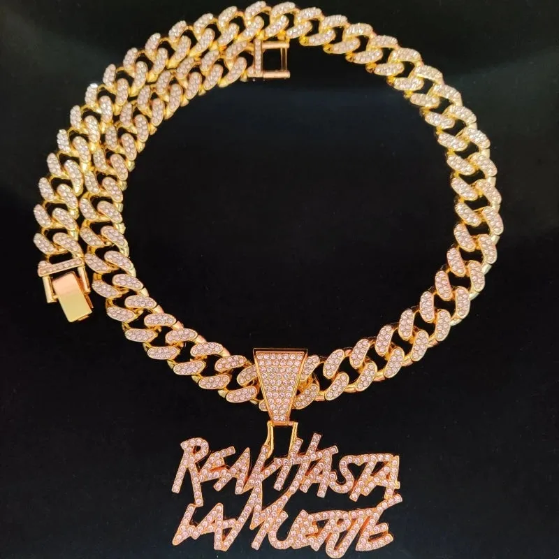 Men Women Hip Hop Letter Pendant Necklace