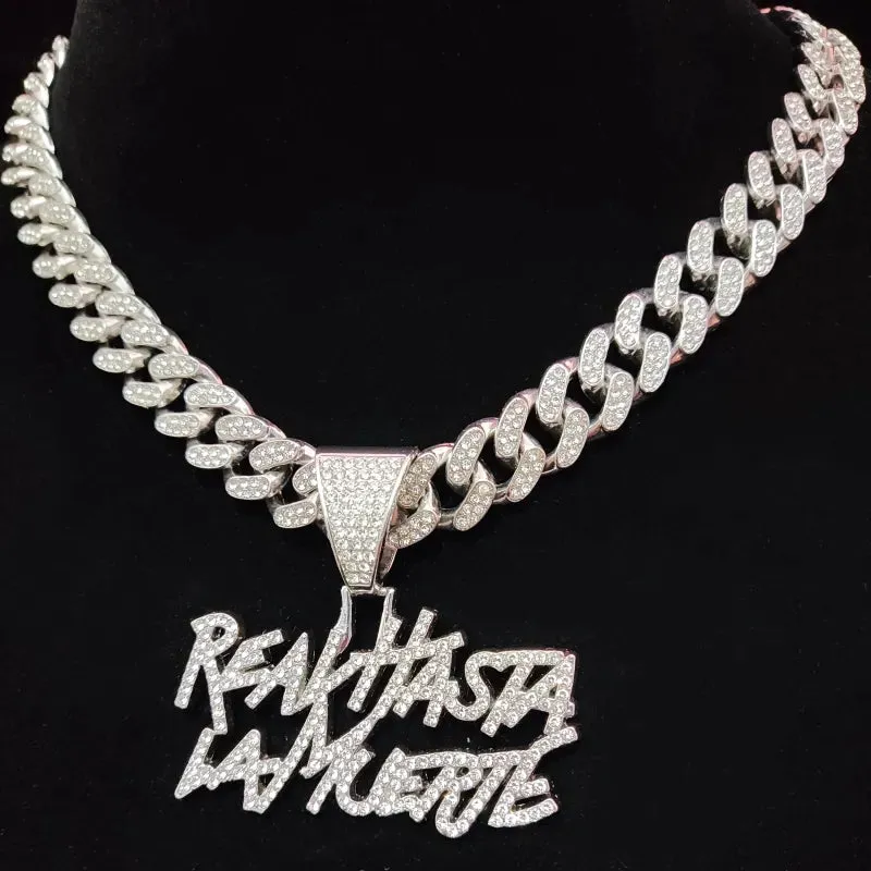 Men Women Hip Hop Letter Pendant Necklace