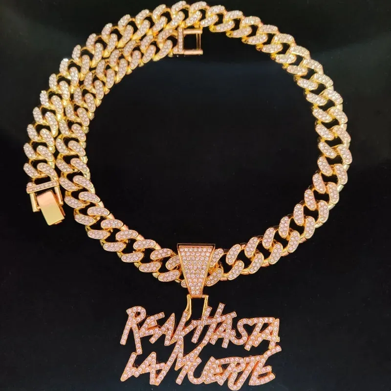 Men Women Hip Hop Letter Pendant Necklace